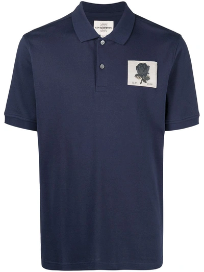 Kent & Curwen Logo-patch Short-sleeved Polo Shirt In Blue