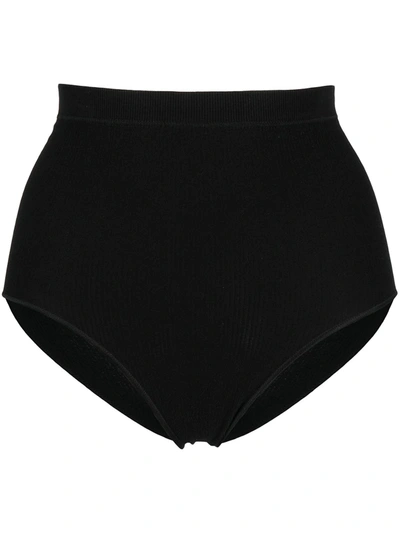 Baserange Aid Ribbed-knit High-waisted Briefs In Black