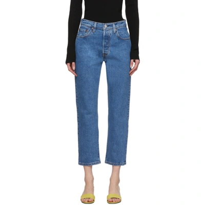 Levi's Blue 501 Original Cropped Jeans In Jive Stonew