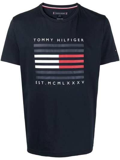 Tommy Hilfiger Logo-print Cotton T-shirt In Blue