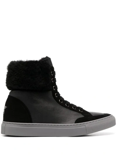 Lorena Antoniazzi Shearling Top Trainers In Black