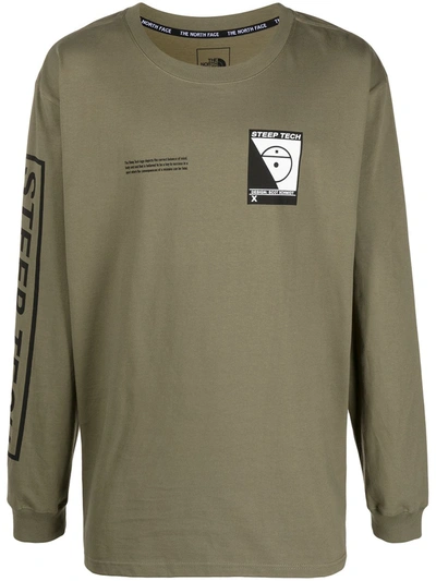 The North Face Steep Tech Print T-shirt In Green
