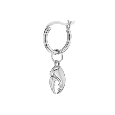 True Rocks Sterling Silver Mini Crab Claw Charm On Silver Hoop