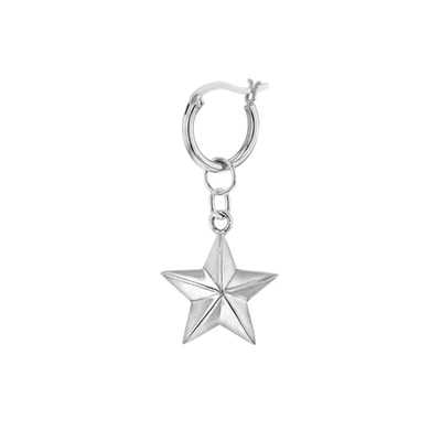 True Rocks Sterling Silver Star Charm On A Silver Hoop Earring