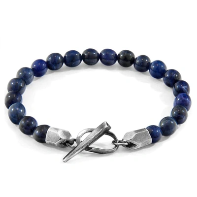 Anchor & Crew Blue Sodalite Tinago Silver & Stone Beaded Bracelet