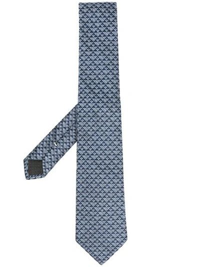 Fendi Zucca-embroidered Silk Tie In Blue