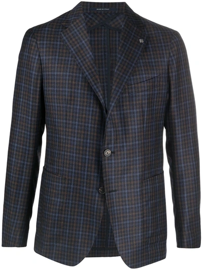 Tagliatore Checked Single-breasted Blazer In Blue