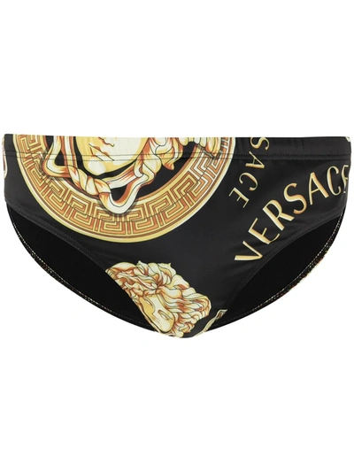 Versace Medusa Amplified-print Swim Briefs In Black