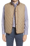 Peter Millar Essex Water Repellent Quilted Traveler Vest In Taupe