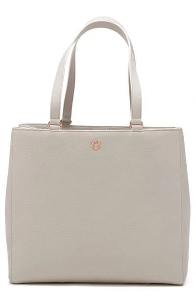 Dagne Dover Large Allyn Leather Tote In Bone