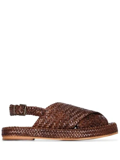 St Agni Brown Yona Woven Leather Sandals