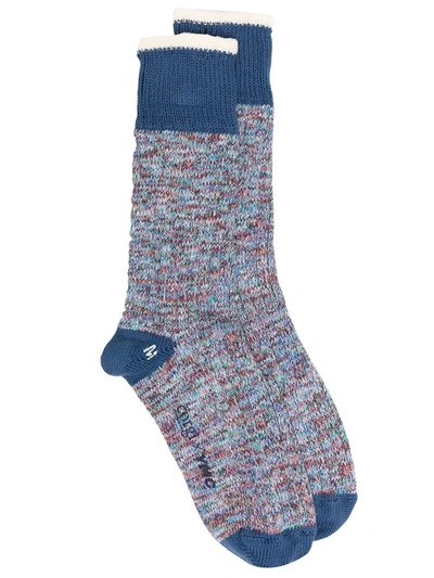 Ymc You Must Create Multicolour Knit Socks In Blue