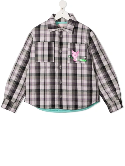 Natasha Zinko Kids' Checked Shirt Jacket In Pink