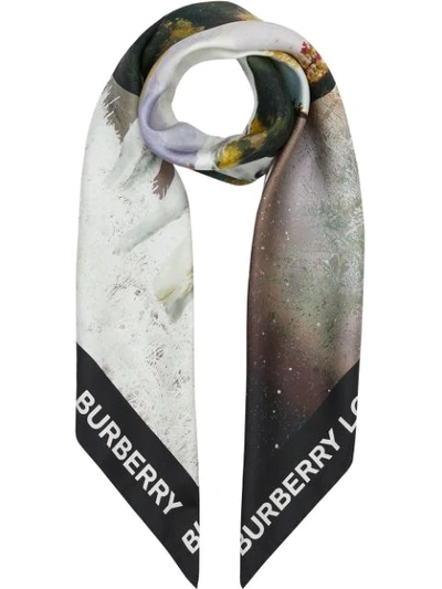 Burberry Mystical Unicorn Silk Square Scarf In Multicolour