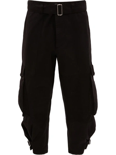 Jw Anderson Black Tapered Cargo Trousers