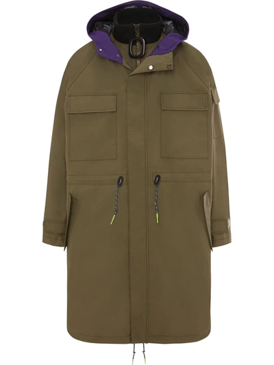 Jw Anderson Colour-block Shell Hooded Parka In Green