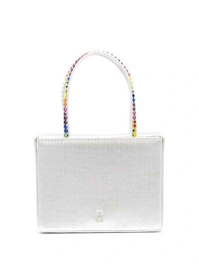 Amina Muaddi Crystal-embellished Tote Bag In Silver