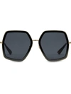 Gucci Oversize Square-frame Metal Sunglasses In Black
