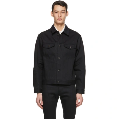 Naked And Famous Stealth Pocket Button-up Denim Trucker Jacket In Black