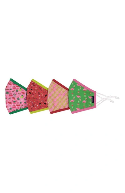 Andy & Evan Assorted 4-pack Youth Face Masks In Pink Holiday
