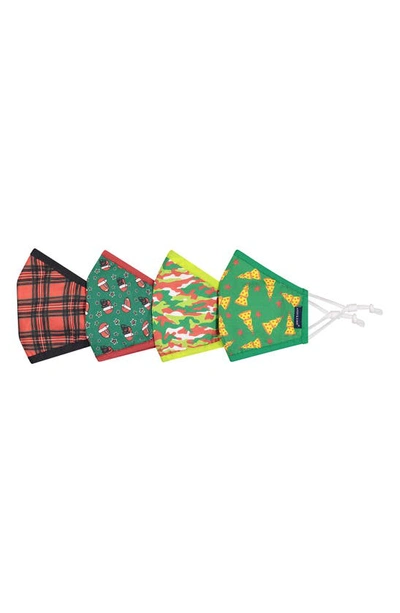 Andy & Evan Assorted 4-pack Youth Face Masks In Red Plaid