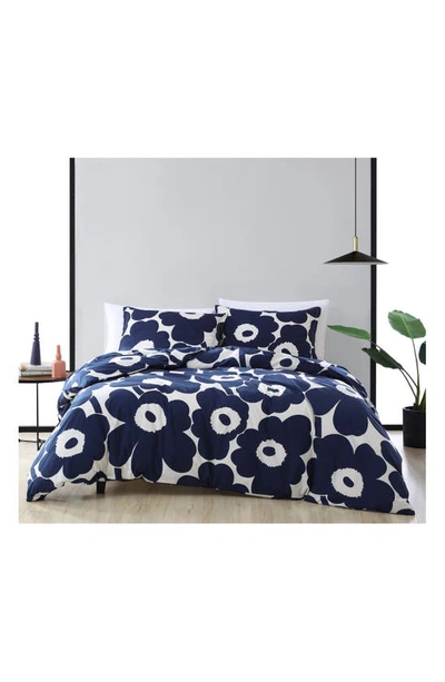 Marimekko Tiiliskivi Cotton Percale Comforter Set With $15 Credit In Blue