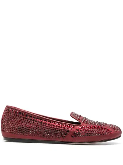 Le Silla Dixie Crystal-embellished Slippers In Red