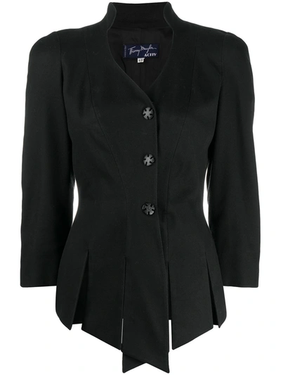 Pre-owned Mugler Flappy Fitted Jacket In Black