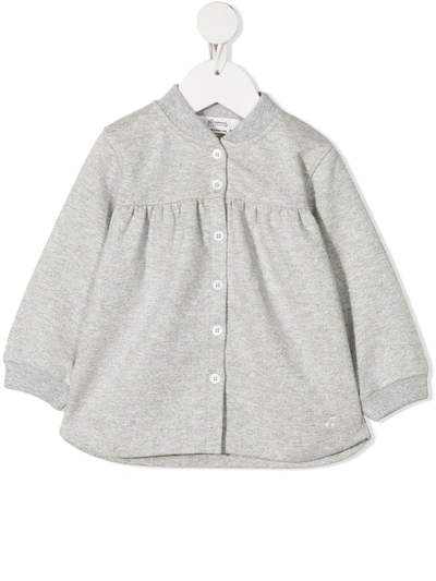 Bonpoint Babies' Glittery Rib-trimmed Cardigan In Grey