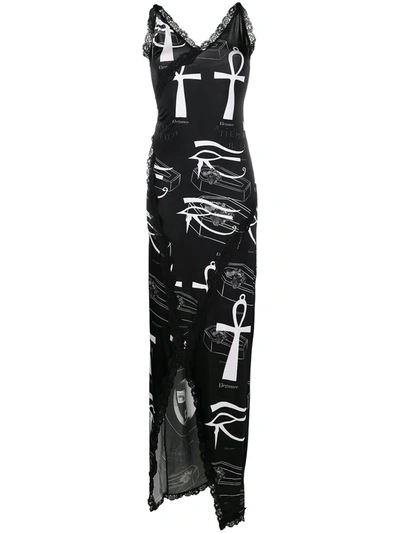 Barbara Bologna Graphic-print Satin Slip Dress In Black