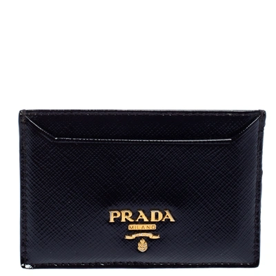 Pre-owned Prada Purple Patent Leather Card Holder
