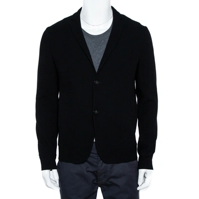 Pre-owned Emporio Armani Black Stretch Wool Two Button Blazer M
