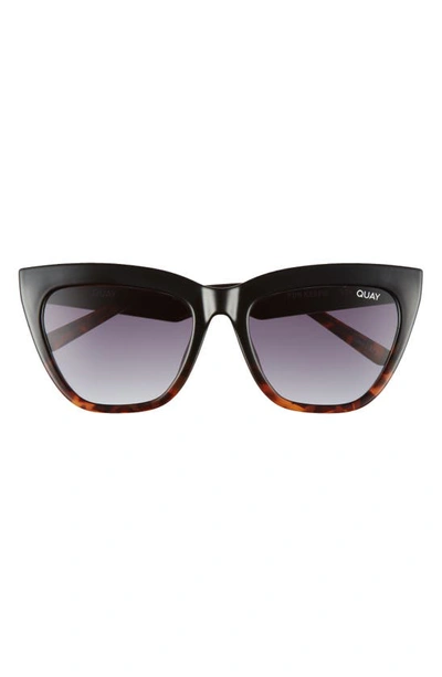 Quay For Keeps 56mm Cat Eye Sunglasses In Black/ Tortoise/ Smoke