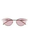 Longchamp 55mm Oval Sunglasses In Rose Gold/ Lilac