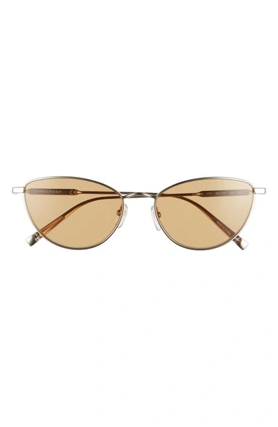 Longchamp 55mm Oval Sunglasses In Gold Bourbon/ Honey