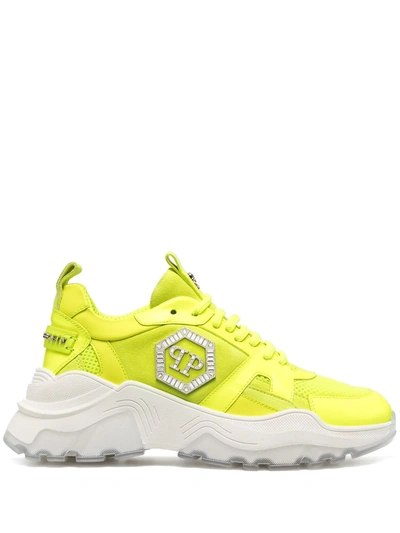Philipp Plein Logo Low-top Trainers In Yellow