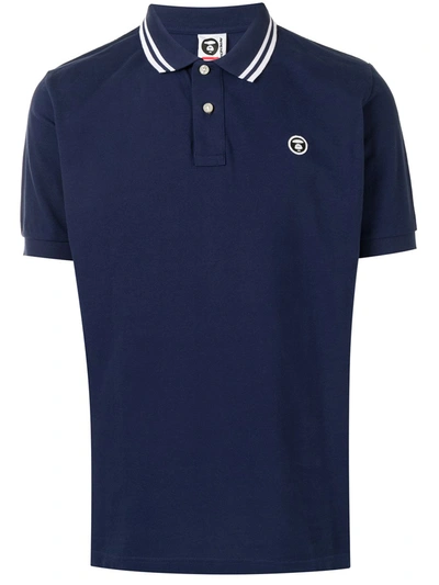 Aape By A Bathing Ape Logo Patch Polo Shirt In Blue