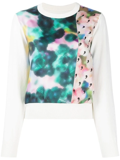 Maison Margiela Abstract Print Silk Top In White