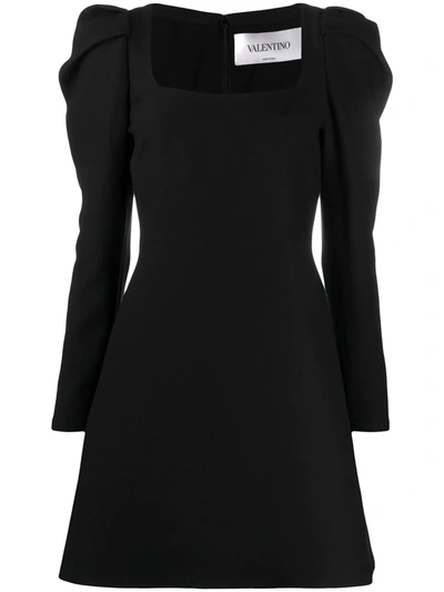 Valentino Puff-sleeve Cocktail Dress In Black