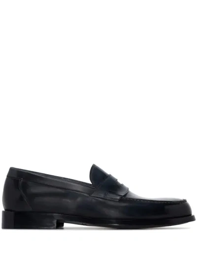 Santoni X Browns 50 Black Midnight In London Loafers In Blau