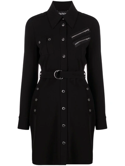 Boutique Moschino Belted Button-up Shirt Dress In Black