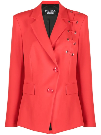 Boutique Moschino Lace-up Detail Blazer Jacket In Red