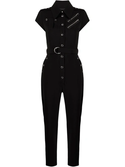 Boutique Moschino Belted Snap-fastened Jumpsuit In Black