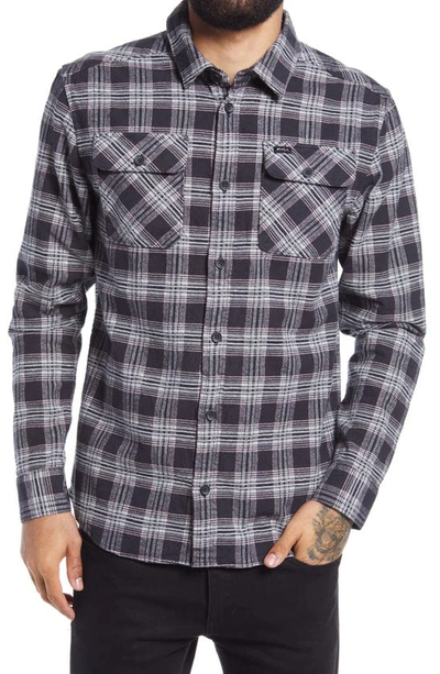 Rvca That'll Work Regular Fit Plaid Flannel Button-up Shirt In Black
