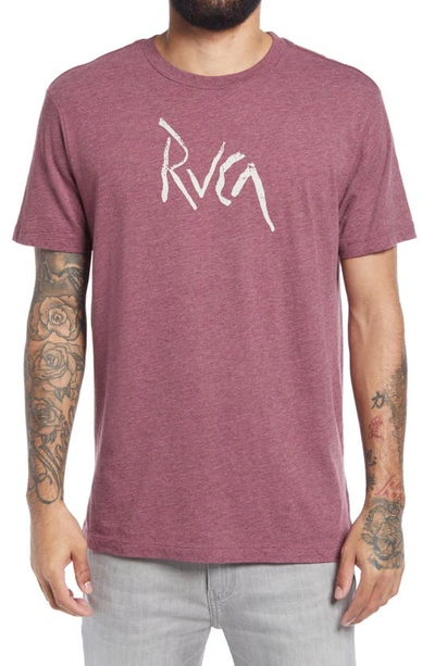 Rvca Smashed Logo Graphic Tee In Oxblood Red