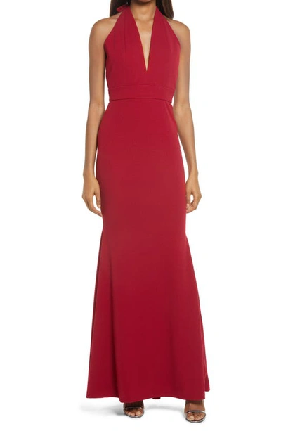 Dress The Population Camden Mermaid Hem Evening Gown In Garnet