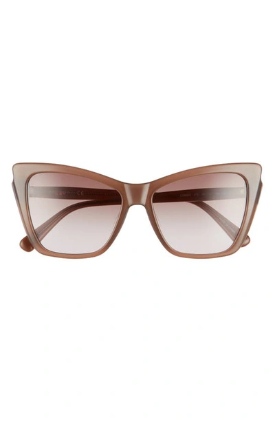 Longchamp 56mm Gradient Cat Eye Sunglasses In Beige/ Brown Rose Gradient