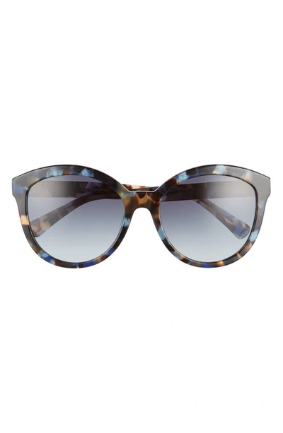 Longchamp 57mm Gradient Round Sunglasses In Blue Tortoise/ Blue Gradient