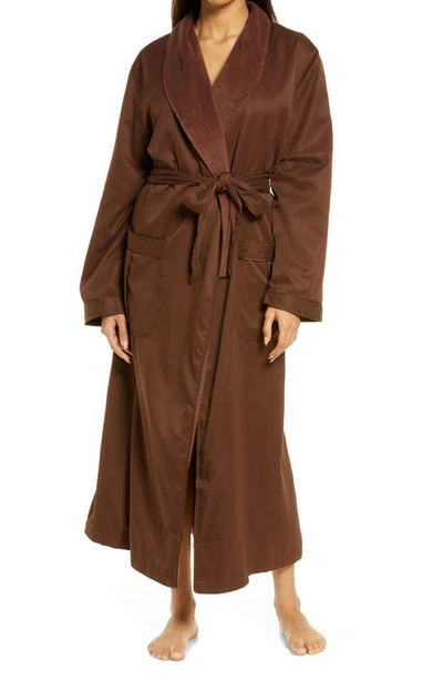 Majestic Sherbrooke Brushed Microfiber Dressing Gown In Chocolate