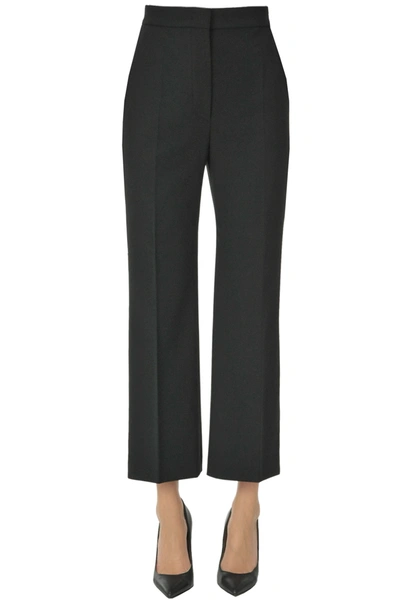 Alberta Ferretti Cropped Wool-blend Trousers In Black